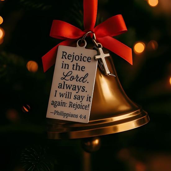 Bible Verses Christmas Bell Ornament Gold Metal Bell Christmas Tree Hanging Decoration for Christian Holiday Home Decor