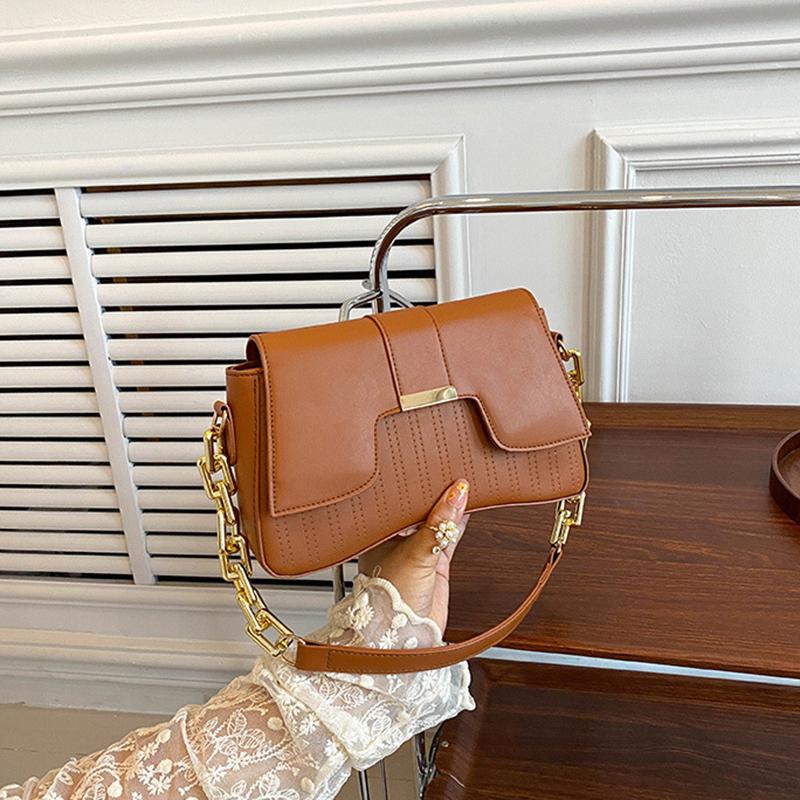 Роскошная сумка для подмышек с цепочкой и клапаном для женщин, винтажная сумка из искусственной кожи для женщин, сумка для покупок на плечо подмышками