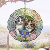Playful Kitten Wind Chime Outdoor Garden Decor 3D Kinetic Pendant Vibrant Colorful Durable Metal Hanging Rotating Gift for Women Mothers