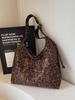 Сумка большого размера с леопардовым принтом Осень/Зима 2025 - Матовая Ретро Сумка-тоут на плечо и через плечо для женщин