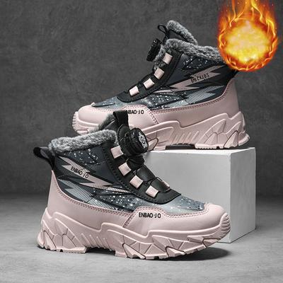 Ботинки для девочек с подкладкой, утолщенные, до середины голени, теплые, водонепроницаемые, нескользящие, повседневные, для спорта на открытом воздухе, короткие ботинки