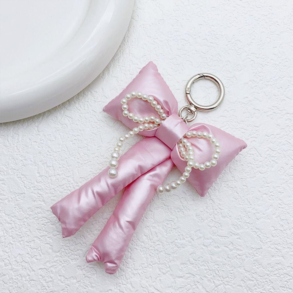 Glossy 3D Bowknot Keychain Rhinestone Y2k Hanging Backpack Accessories Girls