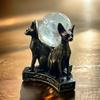 Faux Crystal Ball Display Stand Black Cat Animal Hand Holder Resin Statue Sculpture