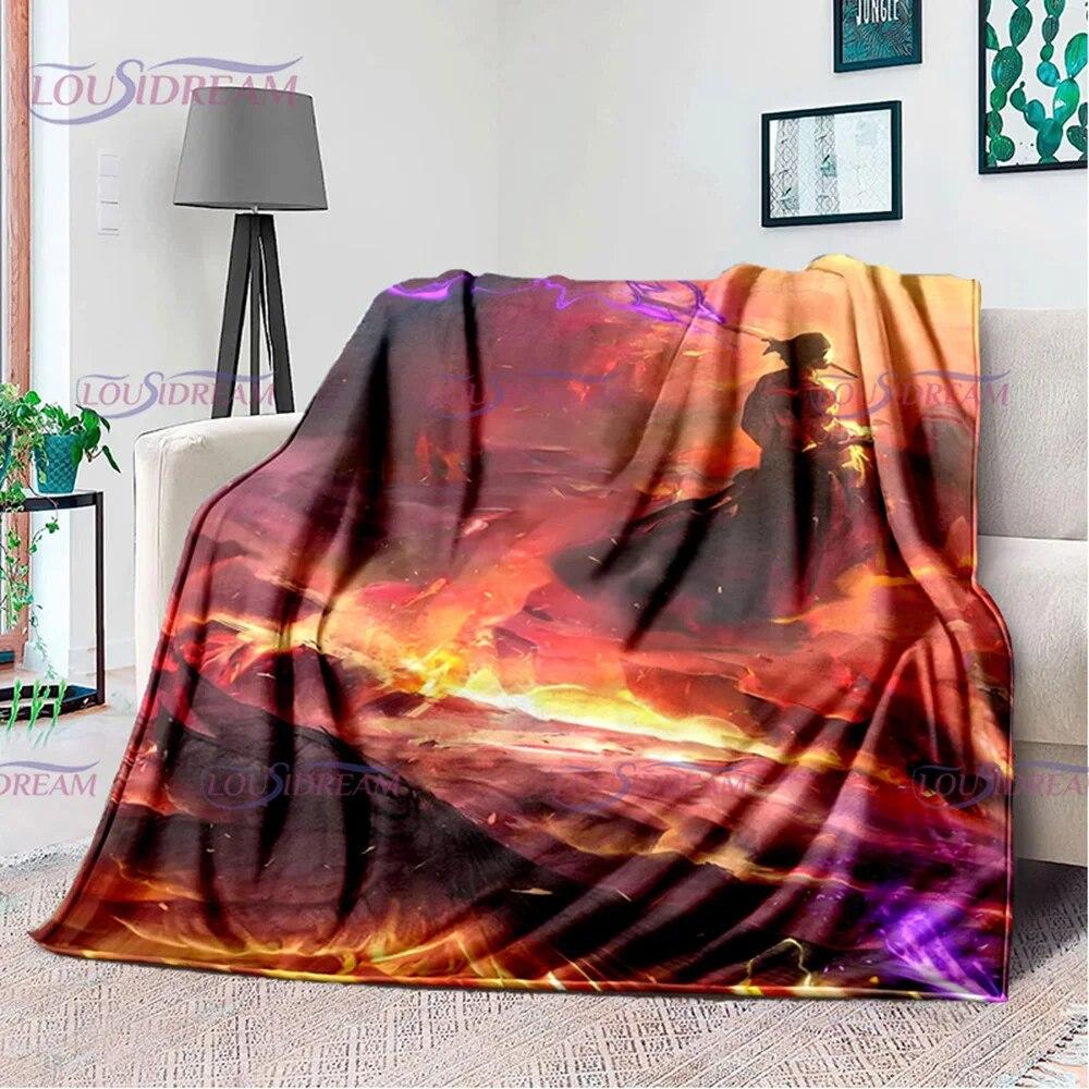 Одеяло с принтом японского поп-аниме, фланелевое постельное белье для дивана, офисное одеяло для пикника, домашний декор, подарок на день рождения