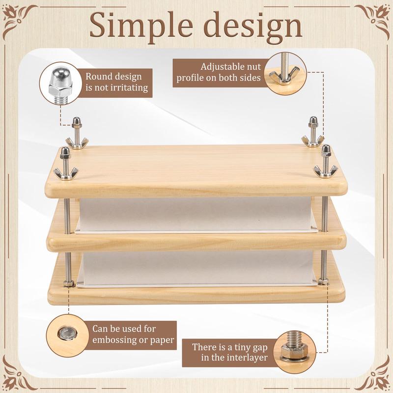 Книжный пресс Бамбуковое дерево Пресс для переплета книг Портативный пресс для бумаги для переплета Практичные инструменты для переплета для рукоделия