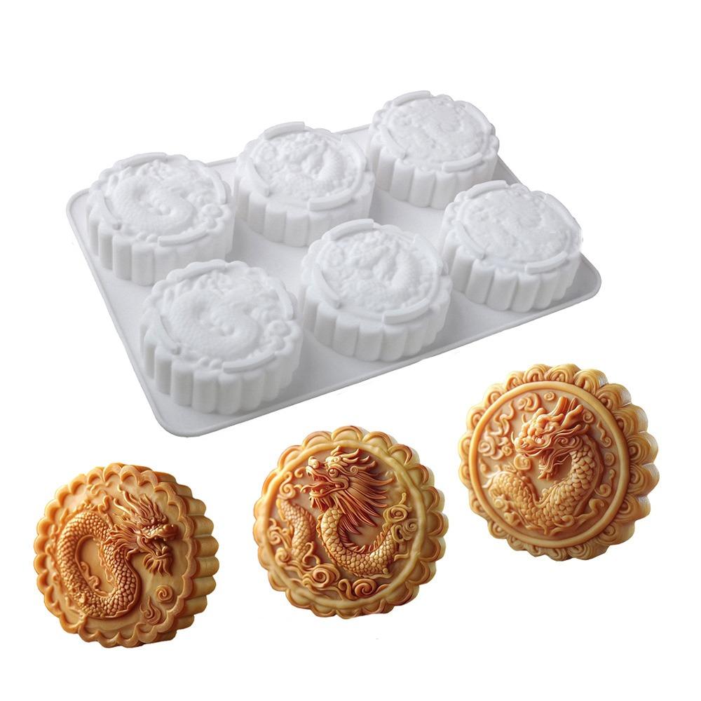 Silicone Auspicious Clouds Mooncake Mold 6 Cavities Mung Bean Cake Mold Soap Mold Kitchen
