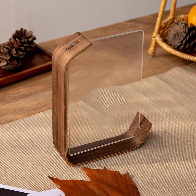 Деревянная рамка для фото на качели, прозрачный гербарий, акриловая двухсторонняя персонализированная фоторамка, домашний декор