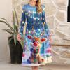 Women's Christmas Printed Fashionable Loose Round-neck Dress