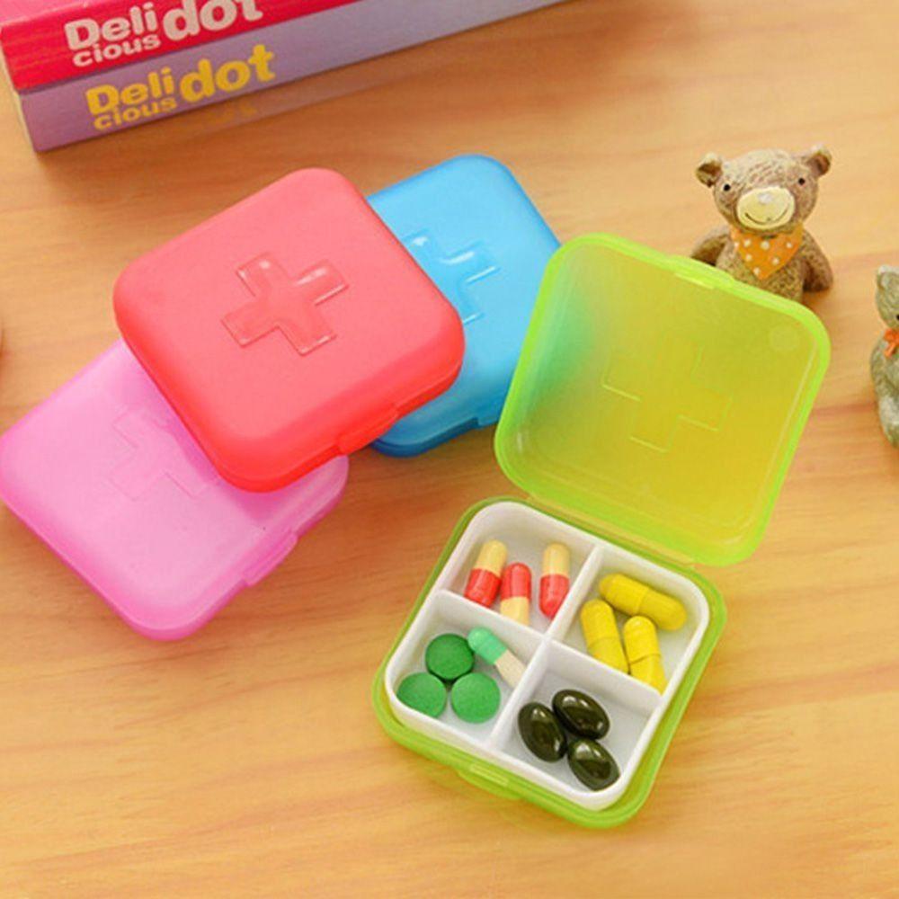 Sealed Medicine Box 4 Grids Tablet Holder Container Portable Pill Organizer Case  Travel