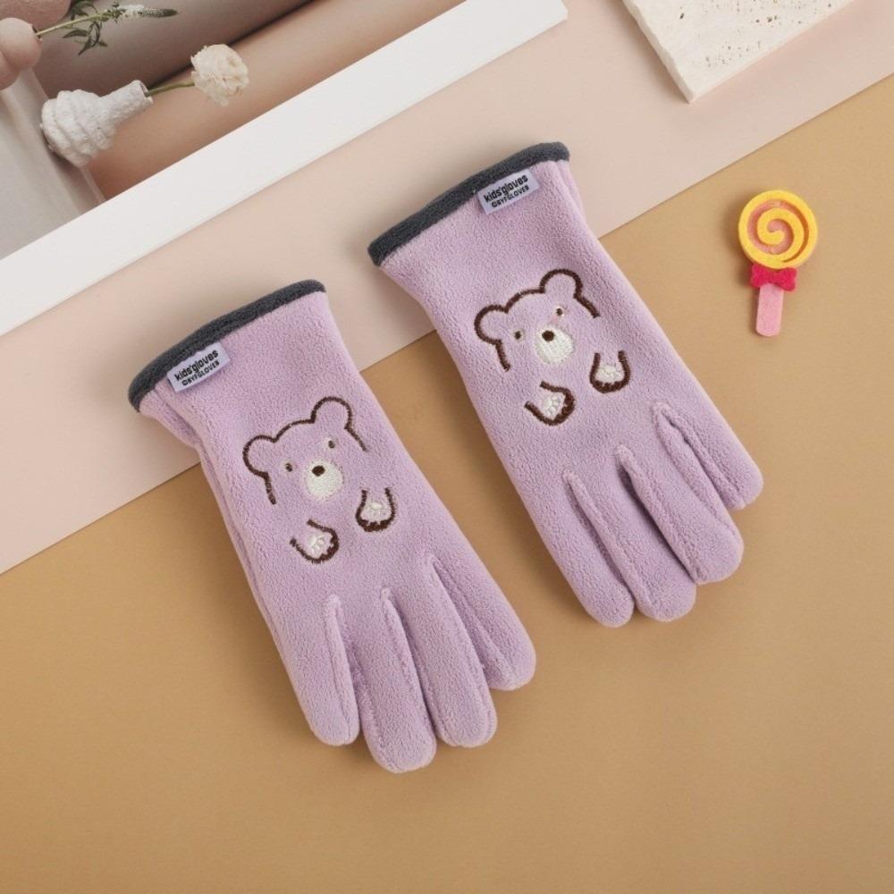 Plush Ski Gloves Polar Fleece Full Finger Gloves New Windproof Coldproof Gloves Autumn and Winter