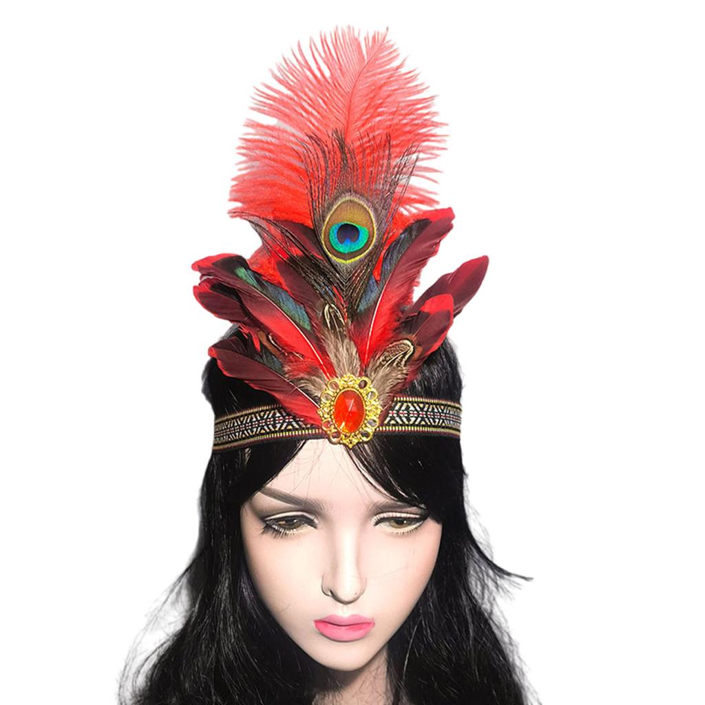 Bohemian Feathered Hairband Carnival Celebration Party Headband Adult Cosplay Hairhoop Ethnic Hairband for Theme Event
