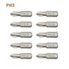 10Pcs Electric Hex Shank Screwdriver Bits PH1 PZ1 PH2 PZ2 PH3 PZ3 Magnetic Anti Slip 25mm For 1/4" Electric Hand Screwdriver