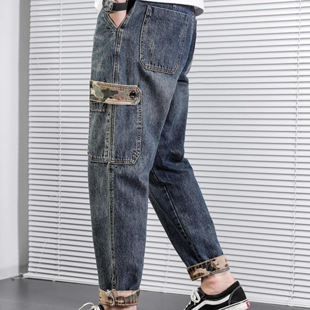 2024 Men's Retro Distressed Loose Straight Jeans for Spring, Autumn, and Winter