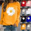 Зимние женские повседневные топы женские принт ромашки толстовка блузка футболка свитер
