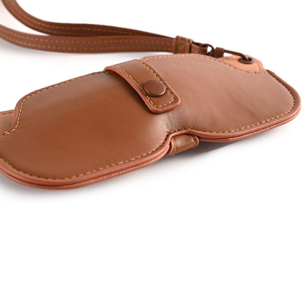 Portable Hanging Neck Glasses Bag Pu Leather Eyeglasses Case Sunglasses Storage Clip Female