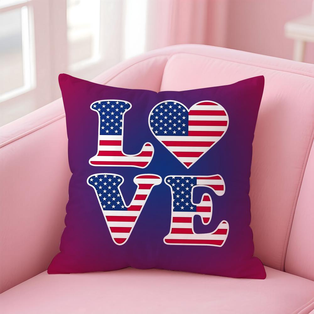 United States USA flag Cushion Cover EcoFriendly Odorless Healthy Pillowcase Soft Comfortable KidSafe No Filling