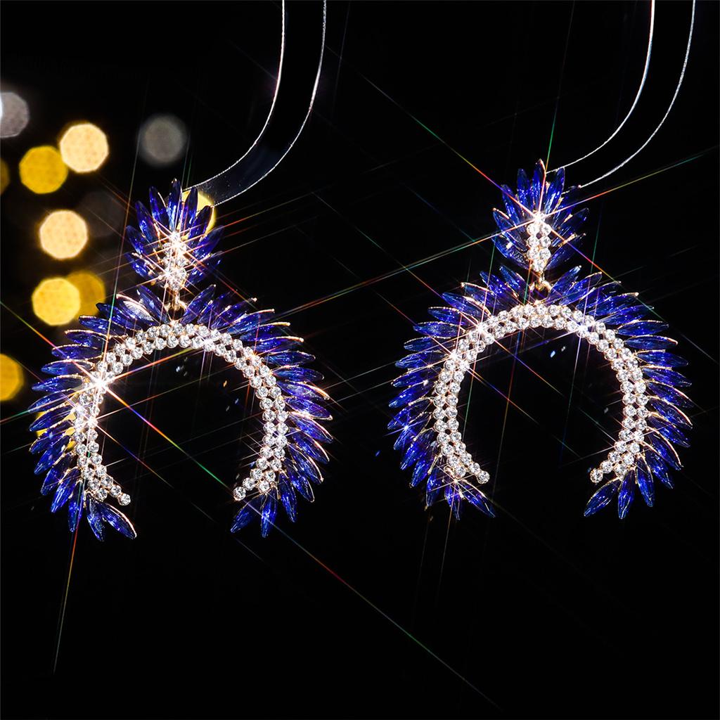 Fashion Geometric C-shaped Colored Glass Rhinestone Earrings for Women, Personalized Exaggerated Stud Earrings and Ear Accessories