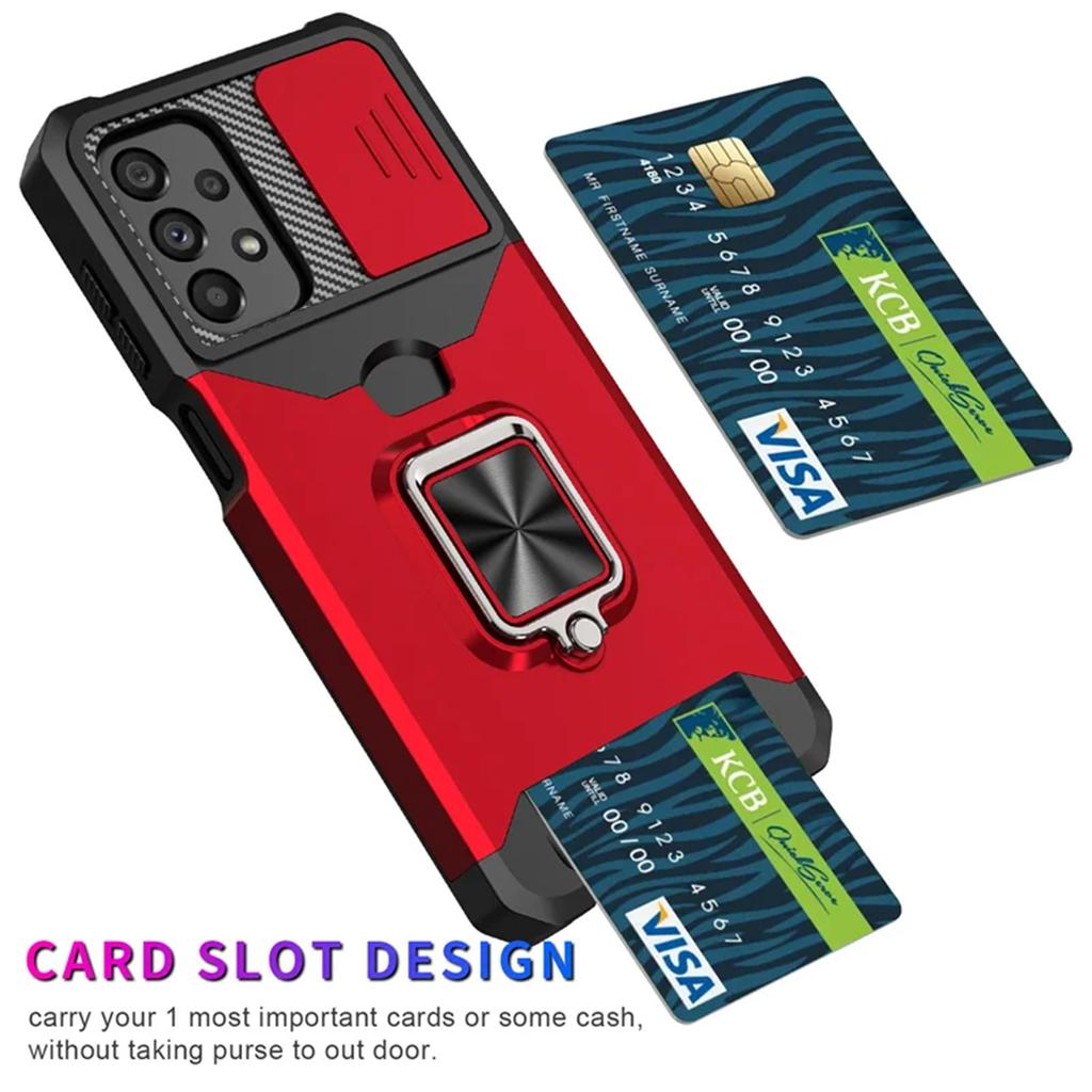 Чехол-кошелек Samsung Galaxy A03 A04 A06 A54 A32 A52 A53 A25 A35 с держателем для карт, кольцом-подставкой, вращающимся слайдером для камеры, кейс-броня