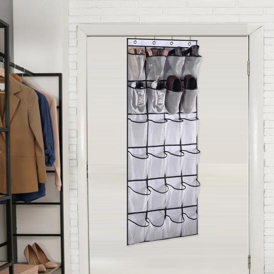 Non-woven Fabric Hanging Bag with Hook 24 Mesh Pocket 6 Layers Large Capacity Foldable Over Door Hanging Hat Shoe Storage Pouch Organizer Home