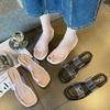 Women's Fashion Clear Double Strap Wedge Heel Sandals