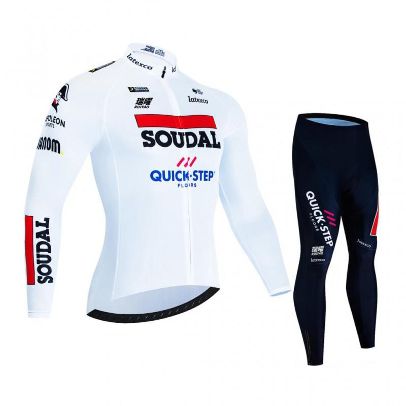 Mens Winter Cycling Long Sleeve Jersey Thermal Pants Set Road Bike Riding