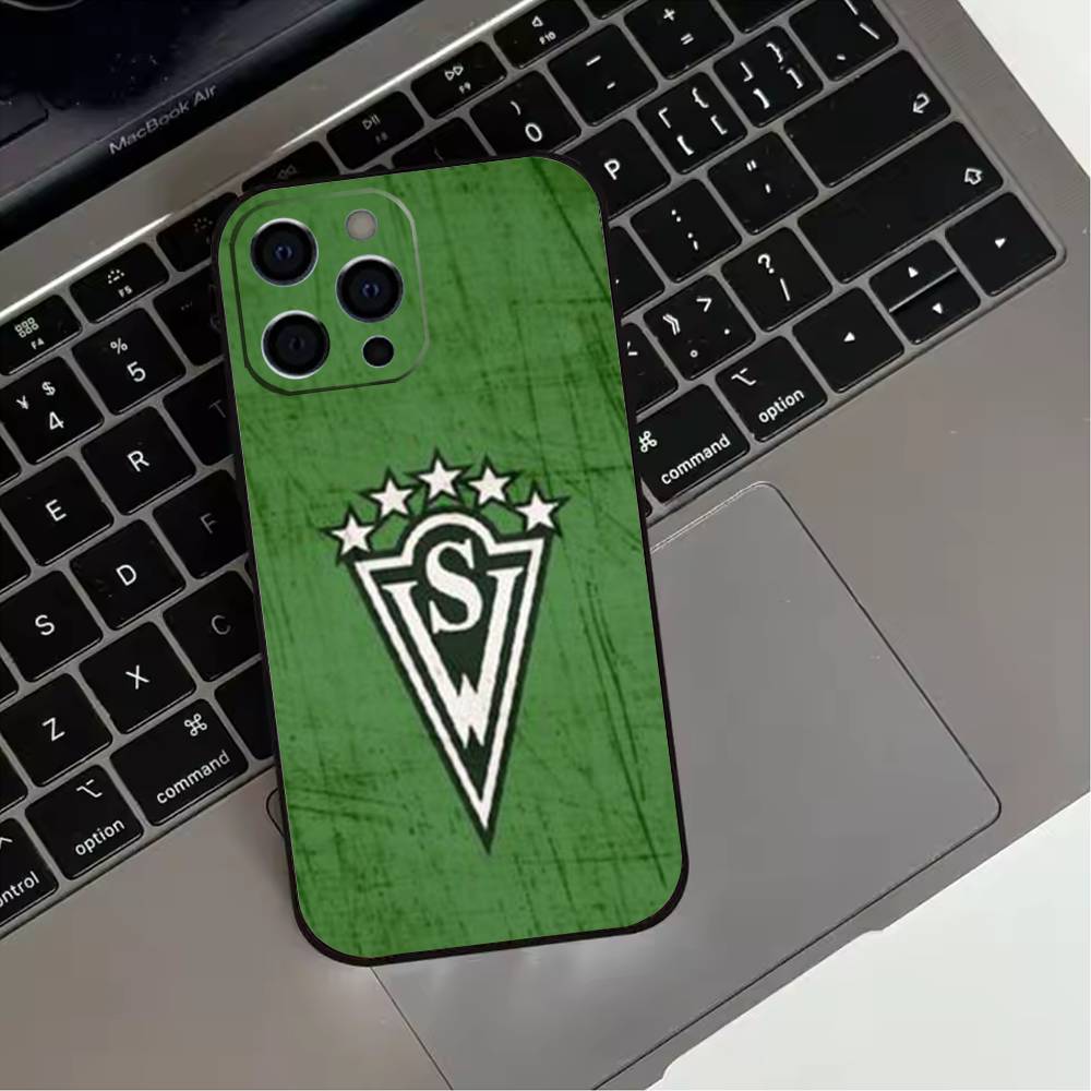 Чехол для телефона Santiago W-Wanderers Classic Badge для iPhone 17,16,15,14,13,12,11 Plus,Pro Max,XS, Мягкий силиконовый черный чехол