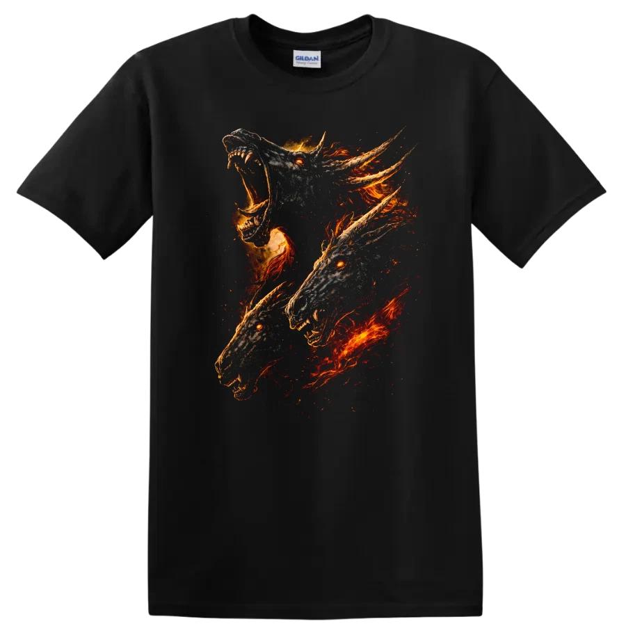 Fire Dragon Heads T Shirt Fantasy Graphic Tee for Animal Lovers