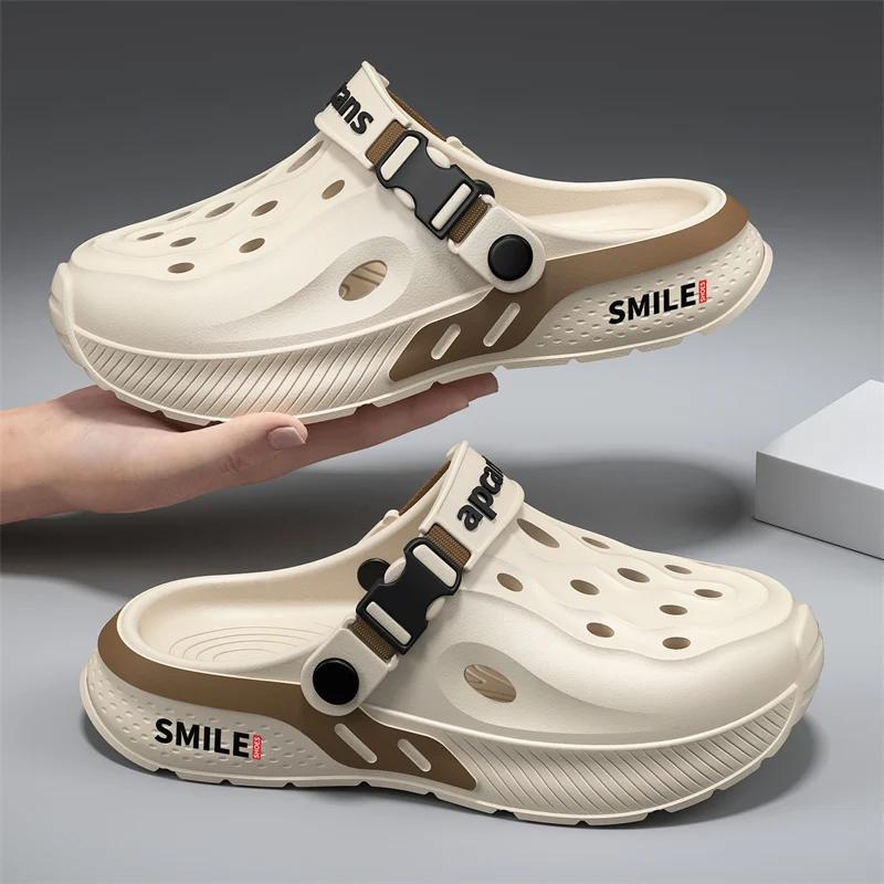Модные летние мужские пляжные сандалии для улицы, модные мужские шлепанцы из ЭВА, нескользящие, мужская повседневная обувь, удобные, износостойкие садовые туфли