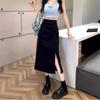 Весна 2024 Юбка миди с завышенной талией в корейском стиле с разрезом для женщин