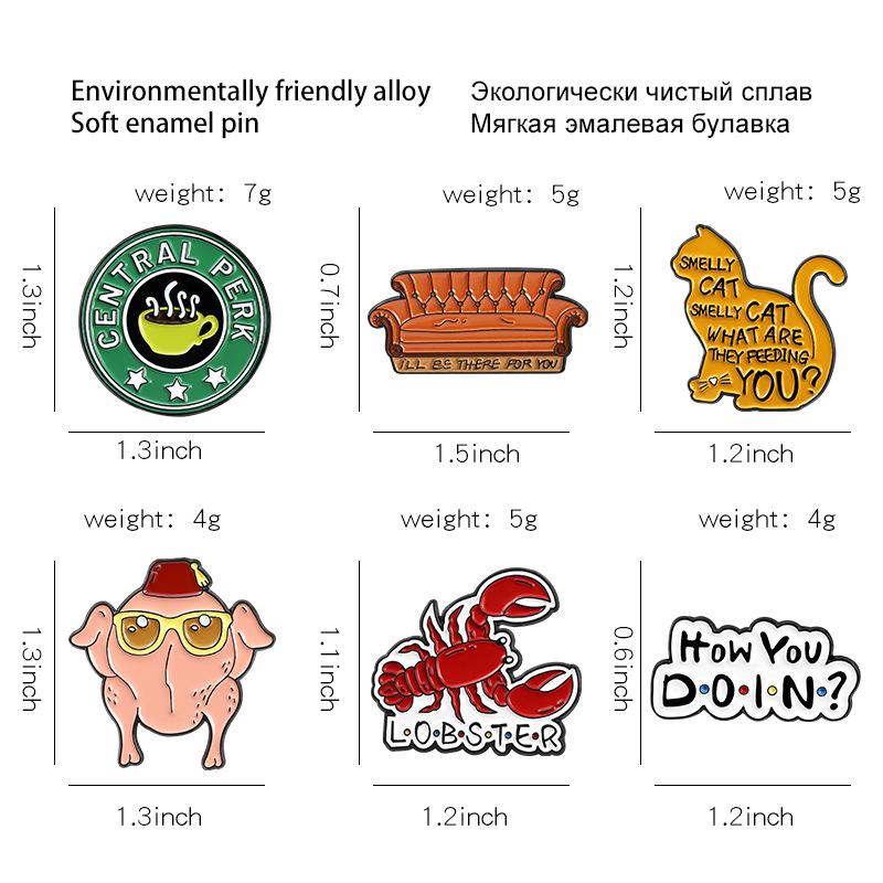 Friends TV Show Lobster Sofa Brooch - Cute Cartoon Style Badge