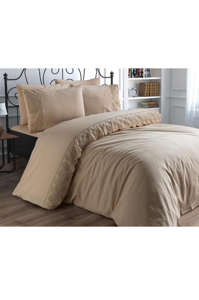 Комплект пододеяльников Ceylin 6шт, Пододеяльник 200х220, Простыня 240х260 Хлопчатобумажная ткань, Полный размер, Двойной размер Бежевый