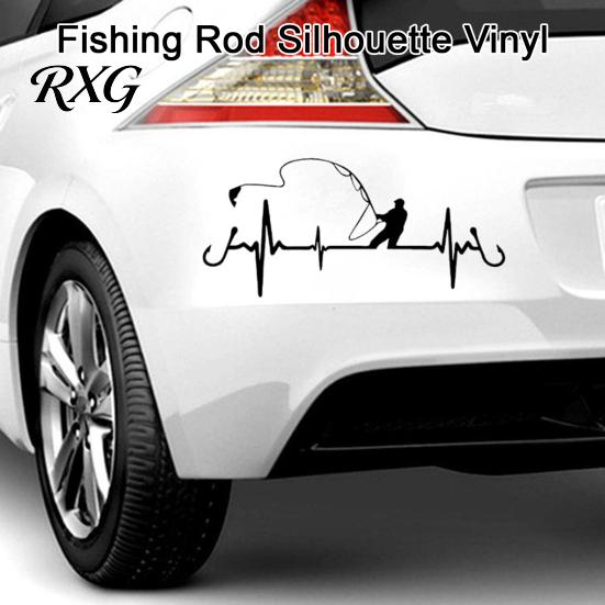 Universal Bumper Sticker for Trucks Fishing Heartbeat Car Decal, 6.7" x 3.1" Waterproof Vinyl Auto Window Decal Sunscreen Decoration, Cars Exterior