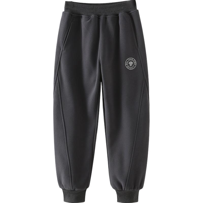 2024 Зимние утепленные хлопковые брюки на флисовой подкладке для мальчиков среднего и старшего возраста - Спортивный стиль