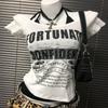 TrendHub Американский Винтаж Короткая Футболка Женская Принт Сексуальные Топы Streetwear Стиль Y2K Футболки Европейская Мода Летняя Готика