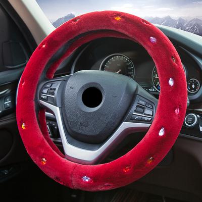 Новый зимний плюшевый чехол на руль автомобиля, красочный искусственный бриллиант, милые женщины и девочки для руля 37-38 см