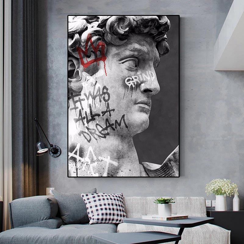 Скульптура Давида, статуя, картина маслом, современный граффити, художественный постер и печатная Настенная картина для гостиной