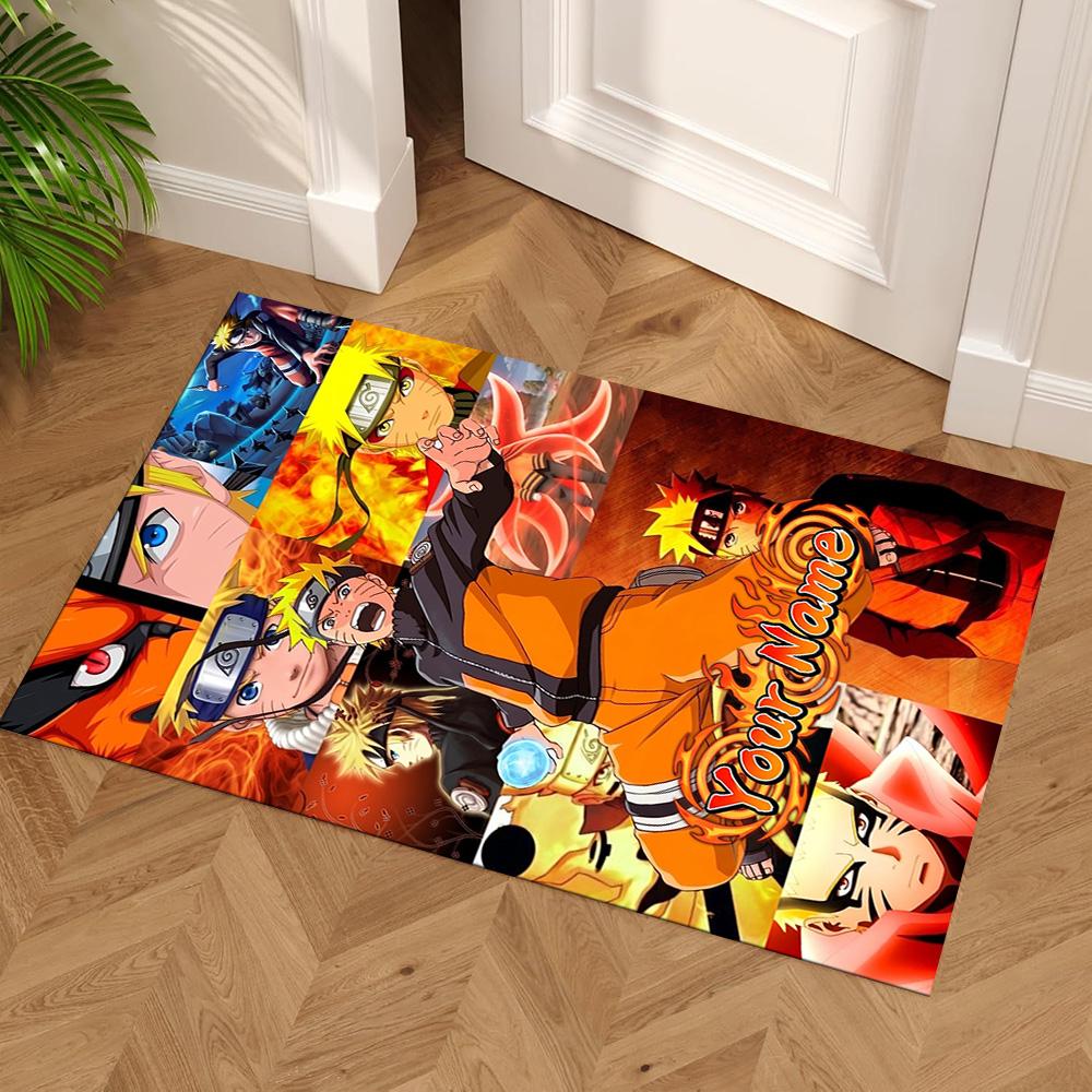 Naruto Character Personalized Name Area Rug Perfect for Foyer Entryway Bedrooms Game Room Anti-slip Rug Office home decor