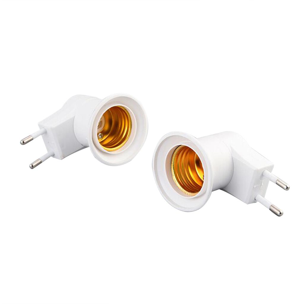 2PCS EU Plug To E27 Adapter LEDs Light B-ulb Converter Socket Holder with ON/OFF Button Switch