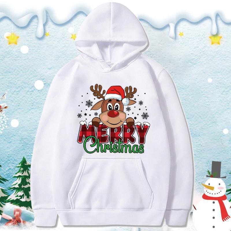 2025 Merry Christmas Cotton Printed Hoodie Neutral Spring and Autumn Lovely Pullover Long Sleeve Men's Casual Comfortable Hoodie