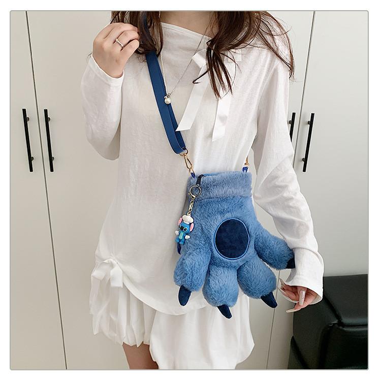 Stitch Plush Shoulder Bag Made Of Soft Material With Inner Pocket For Casual Use