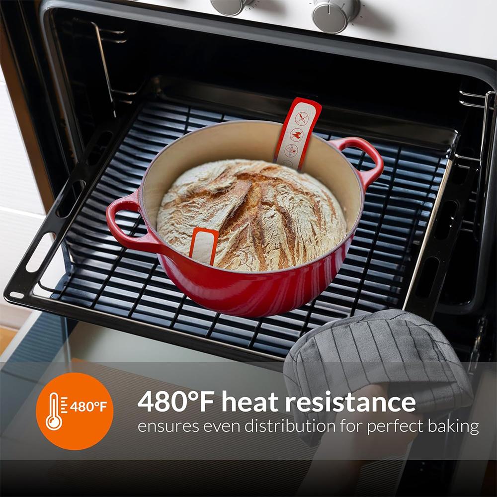 LMETJMA Silicone Bread Sling for Dutch Oven Non-stick Bread Baking Mat with Long Handle Heat Resistant Dutch Oven Liners JT300