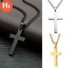 Hi Vintage Cross Pendant Necklace Stainless Steel Necklace New Design Black Chain Pendant Necklace Men