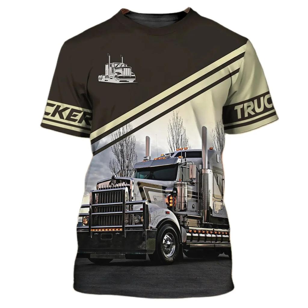 Fashion 3D Truck Print T Shirt For Men Summer Street Trend Oversized Short Sleeve Tops Outdoor Sports Clothing Casual O-neck Tee