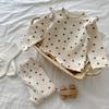 Korean Style Autumn/Winter Baby Heart Pajama Set - Fly Sleeve Top & Bottom for Girls
