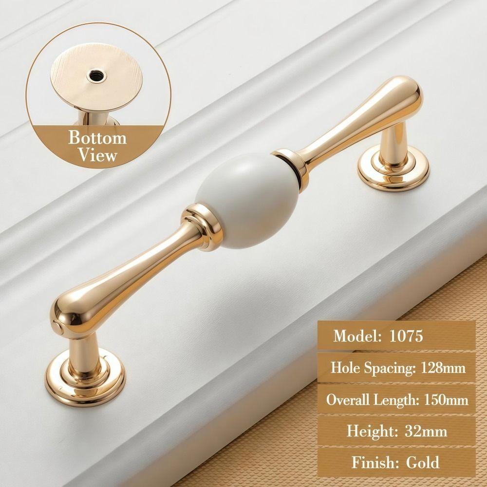 Elegant Ceramic Cabinet Handles 96mm 128mm Cabinet Door Knobs Gold Drawer Pulls Furniture Hardware
