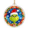 Stained Glass Style Decor Green Elf Christmas Ornament, 2D Acrylic Red Bell Tree Candy Cane Gift Box Xmas Hanging Charms Shaped Double Sided