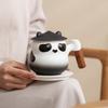 Panda tea coffee cup with plate, mug with lid, gift for foreign friends, teacup