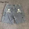 RogueWave Американский стиль Харадзюку Джинсовые шорты с принтом Y2k Свободные повседневные шорты