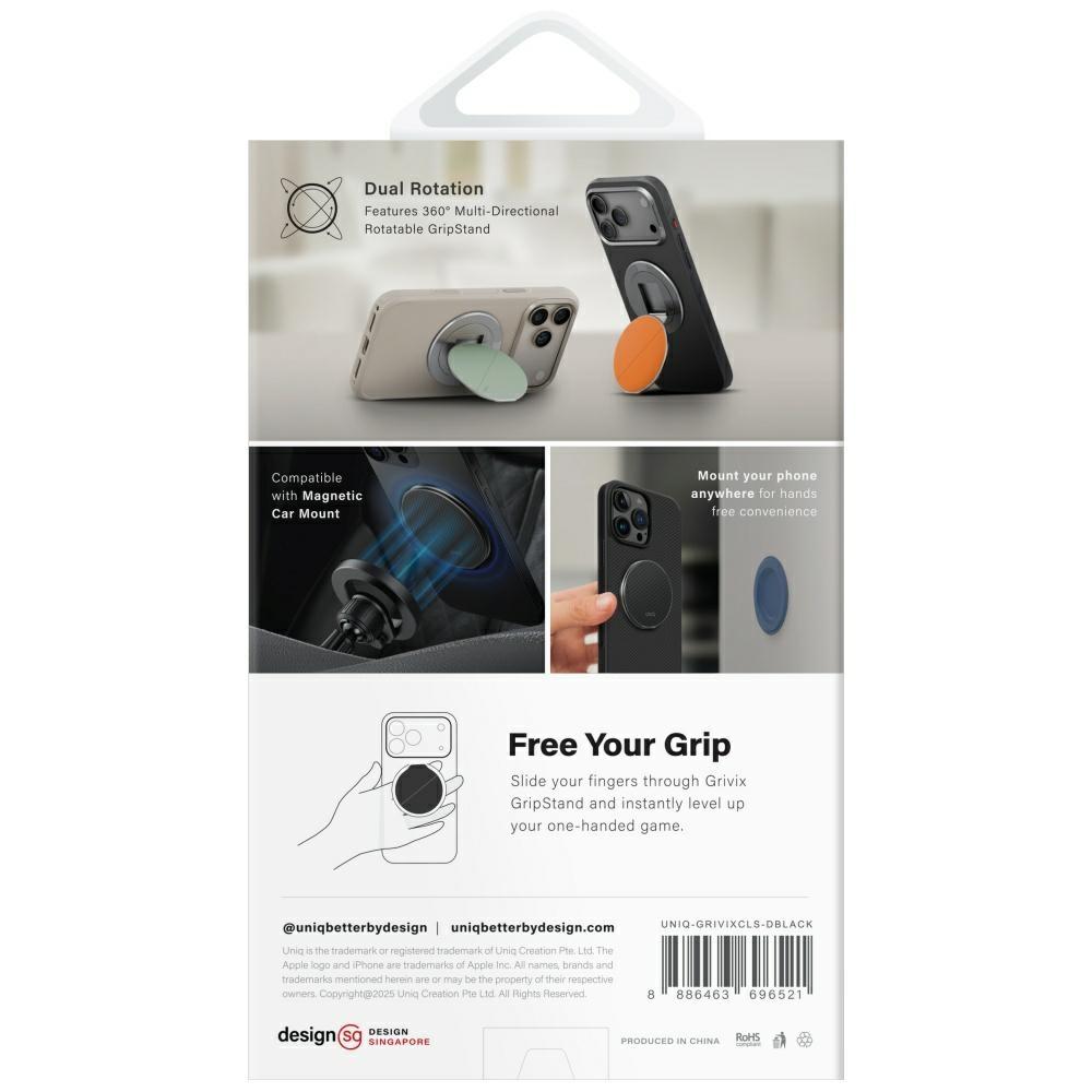 UNIQ Grivix Classic 360 Mount&Grip Stand Magnetic Holder Black