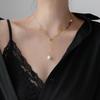 Жемчужное колье с золотым листом - Корейский стиль, тонкая цепочка с дизайном колоса для женщин